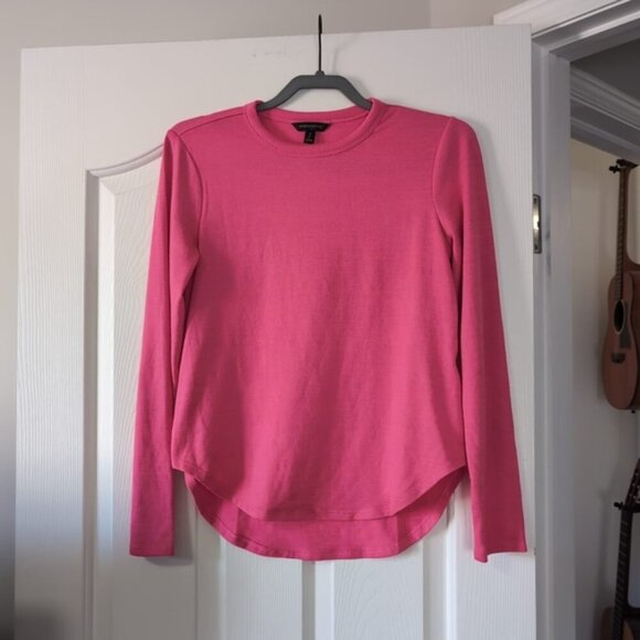 Banana Republic Heathered Barbie Pink Knit Lounge Crew Neck Top S - Picture 5 of 9